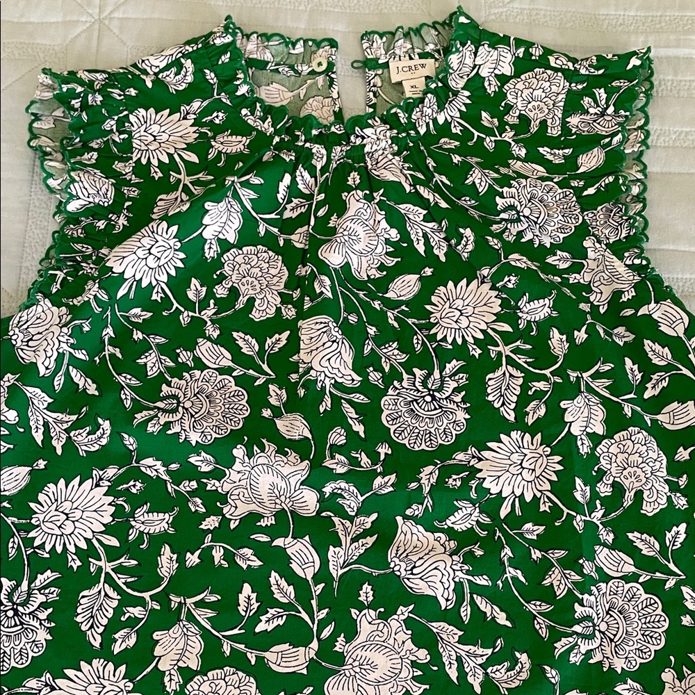 NWOT J Crew Emerald Floral Blouse
